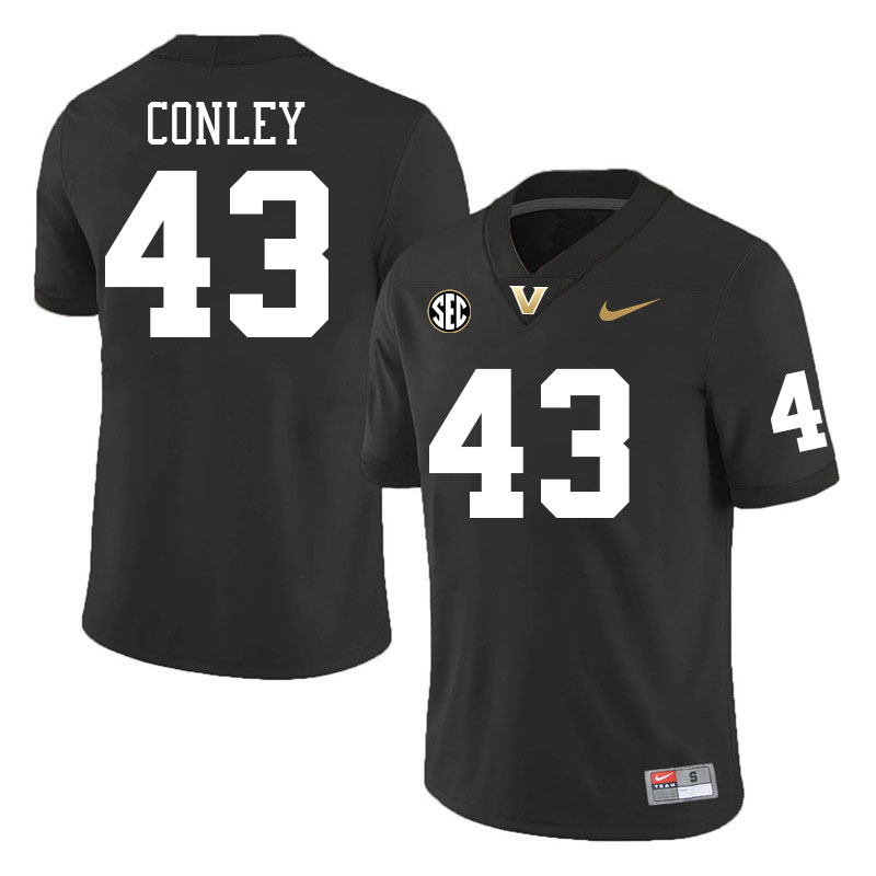 Vanderbilt Commodores #43 Will Conley College Football Jerseys Stitched-Black